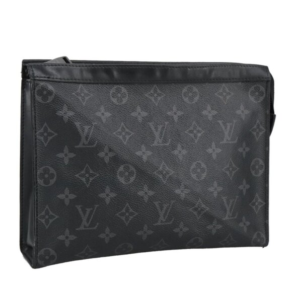 LOUIS VUITTON Monogram Eclipse Pochette Voyage MM Clutch Bag M61692 Auth 101256 - Picture 2 of 16
